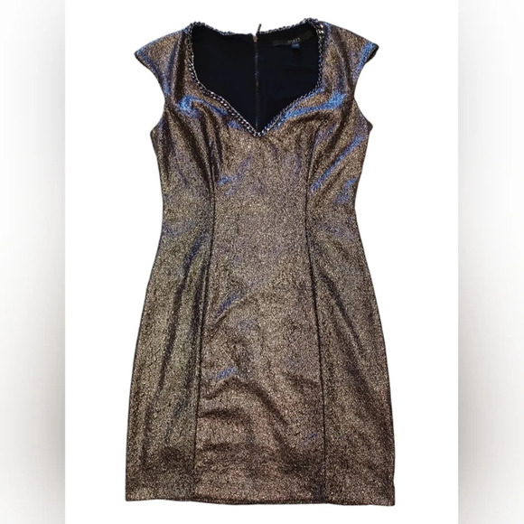 Guess Metallic Body  Con Sleeveless Mini Dress Size Small - Picture 9 of 13